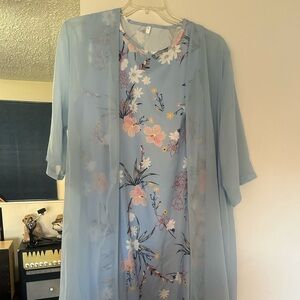 Light blue and peach dress, worn once ,